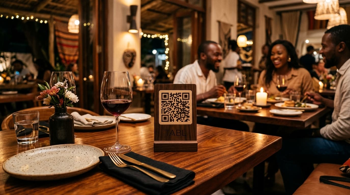 Table de restaurant moderne avec support QR code TABL en bois